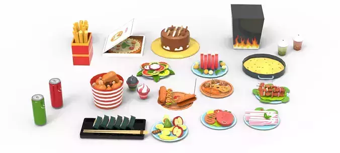 Cartoon Food Collection 02 Low-poly 3D model