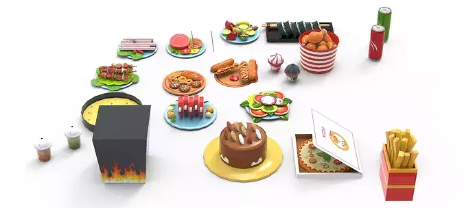 Cartoon Food Collection 02 Low-poly 3D model 7