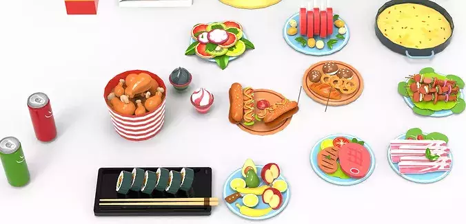 Cartoon Food Collection 02 Low-poly 3D model 6