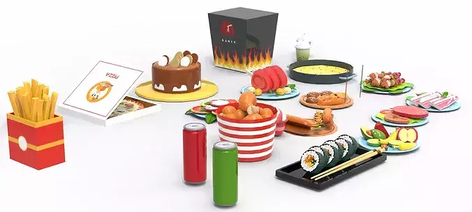 Cartoon Food Collection 02 Low-poly 3D model 4
