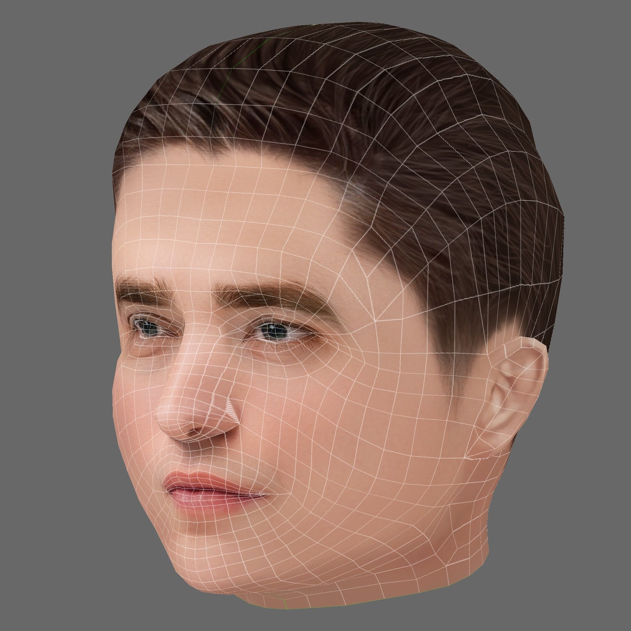 Robert Pattinson Head - Low poly head for game Low-poly 3D model_7