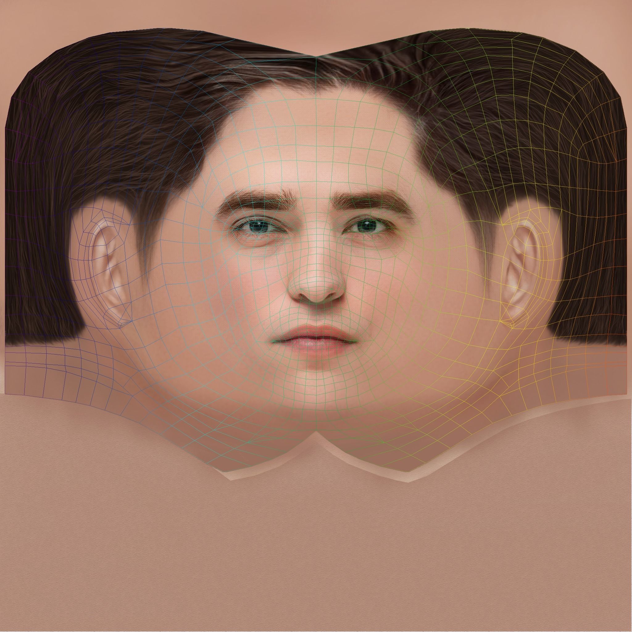 Robert Pattinson Head - Low poly head for game Low-poly 3D model_8