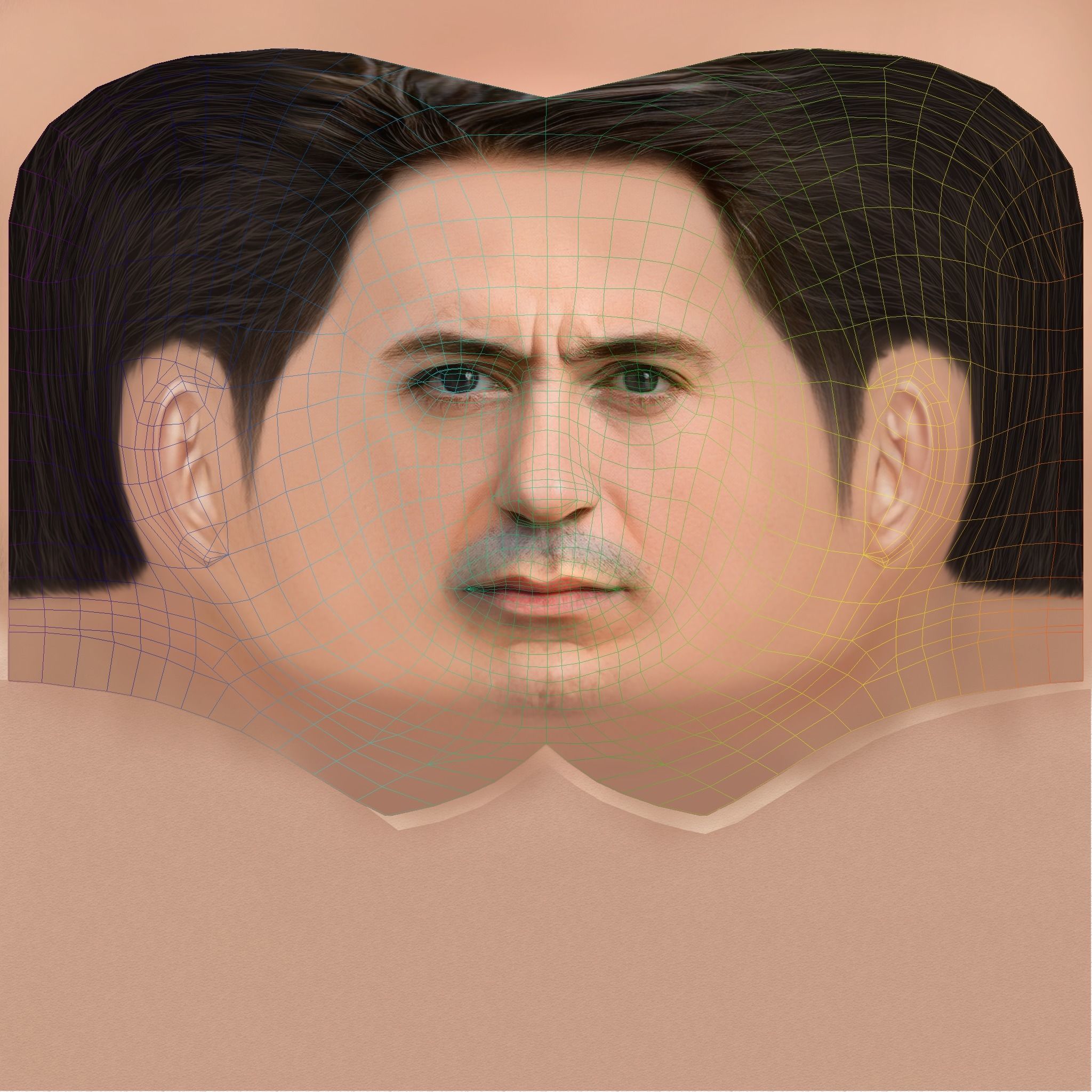 Robert Downey Jr Head - Low poly head for game Low-poly 3D model_8
