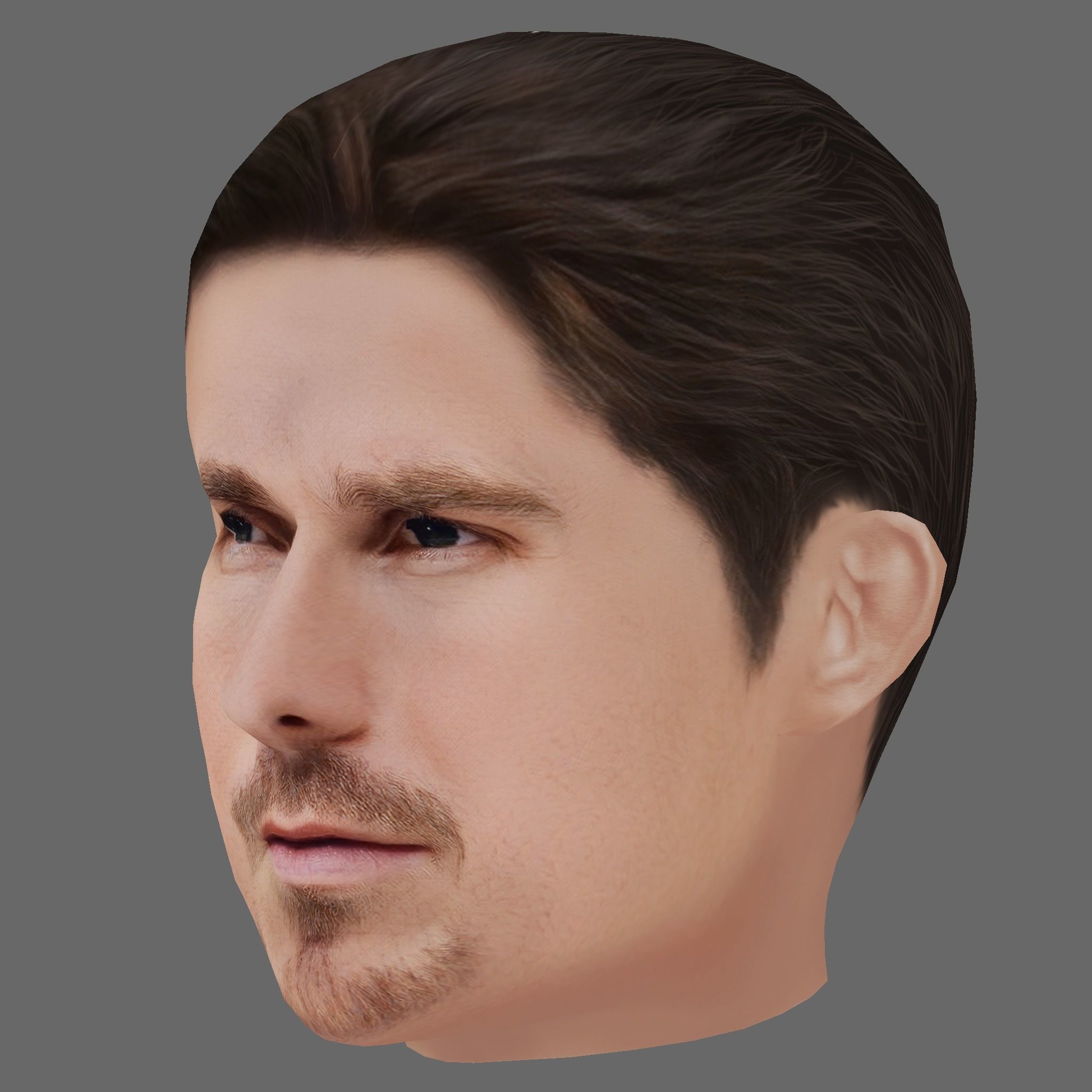 Christian Bale Head - Low poly head for game Low-poly 3D model_1