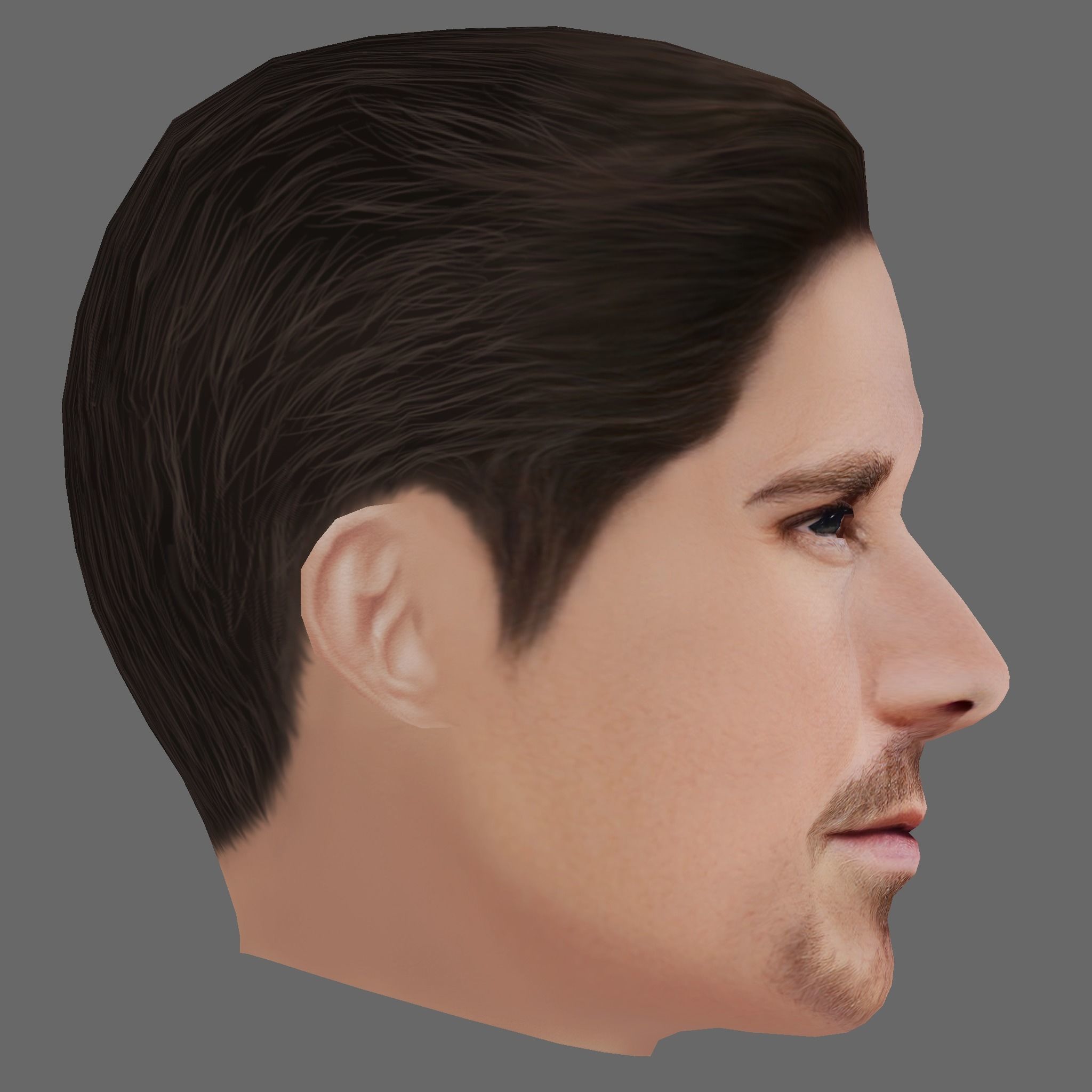 Christian Bale Head - Low poly head for game Low-poly 3D model_5