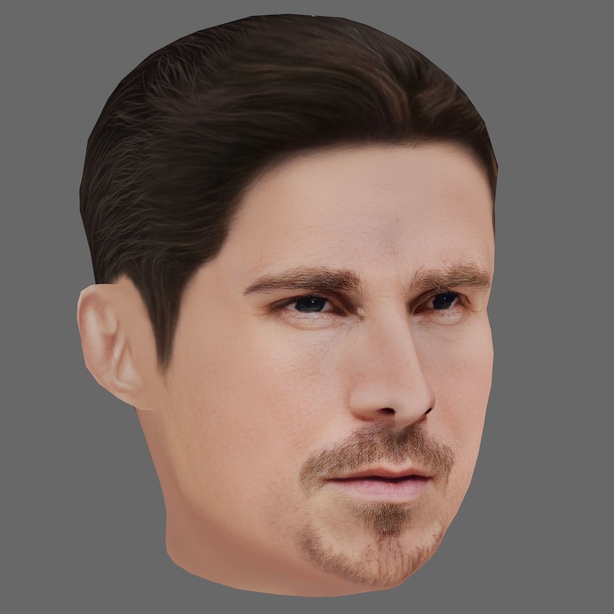Christian Bale Head - Low poly head for game Low-poly 3D model_6