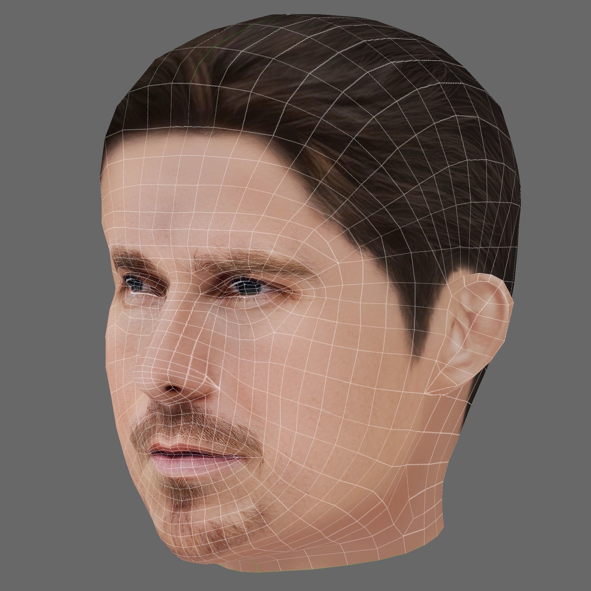 Christian Bale Head - Low poly head for game Low-poly 3D model_7