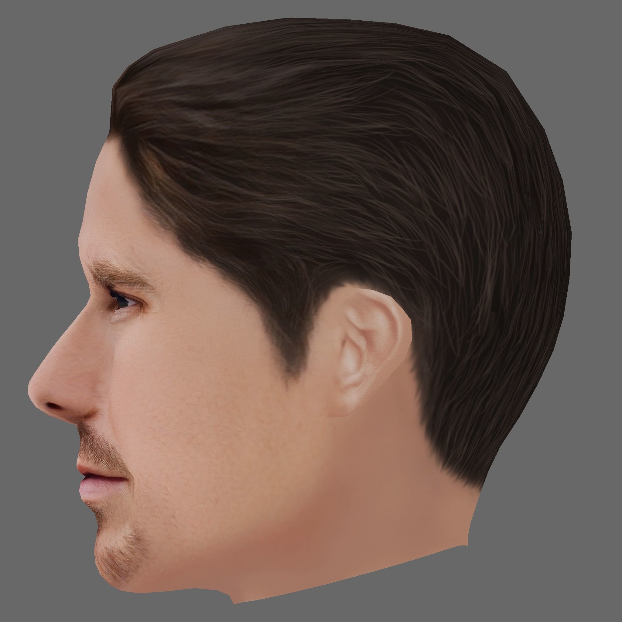 Christian Bale Head - Low poly head for game Low-poly 3D model_2