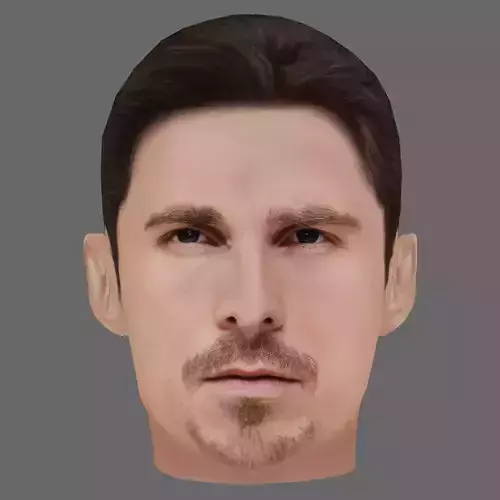 Christian Bale Head - Low poly head for game Low-poly 3D model