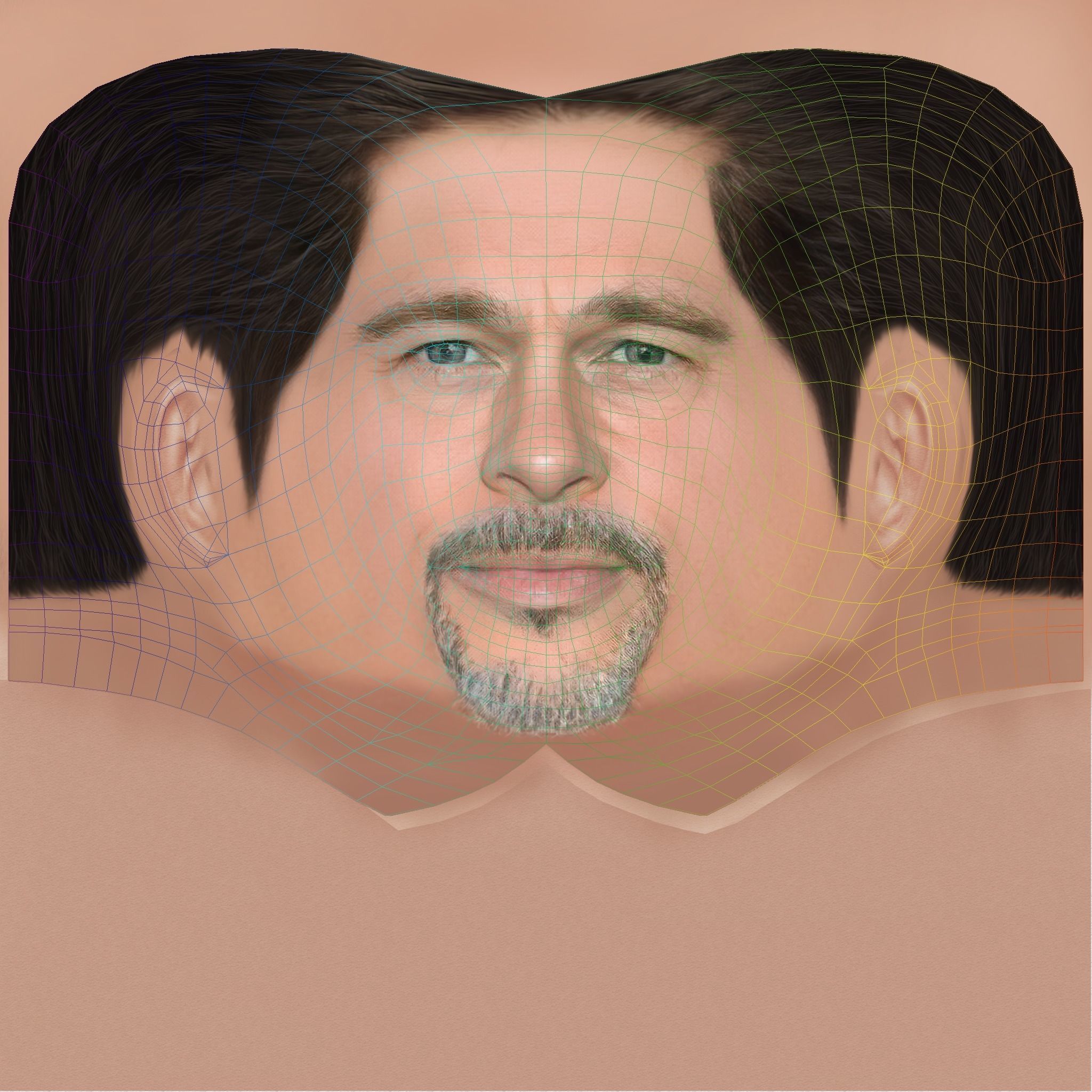 Brad Pitt Head - Low poly head for game Low-poly 3D model_8