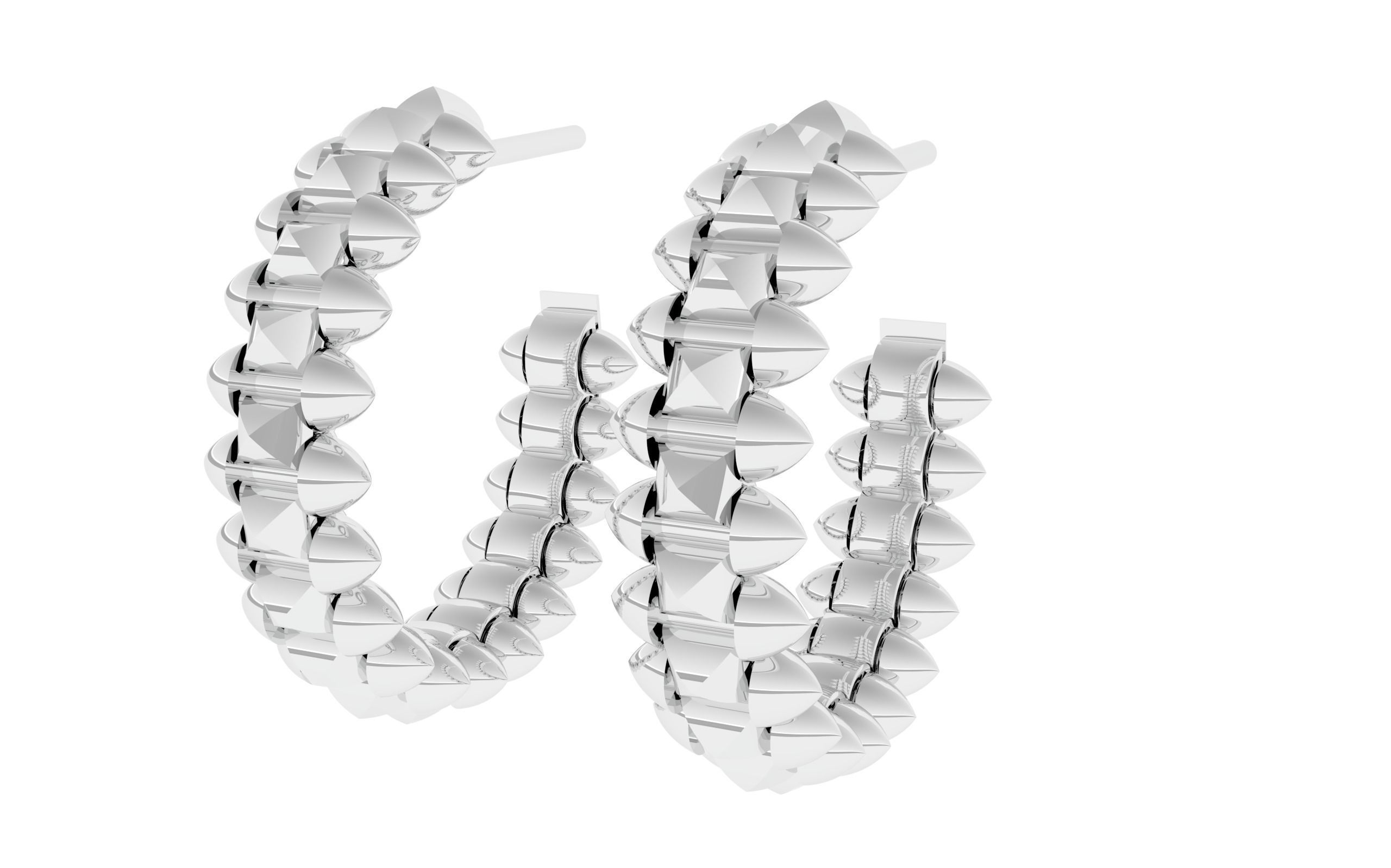 Earring pair of gold hoop earrings 3D print model_9