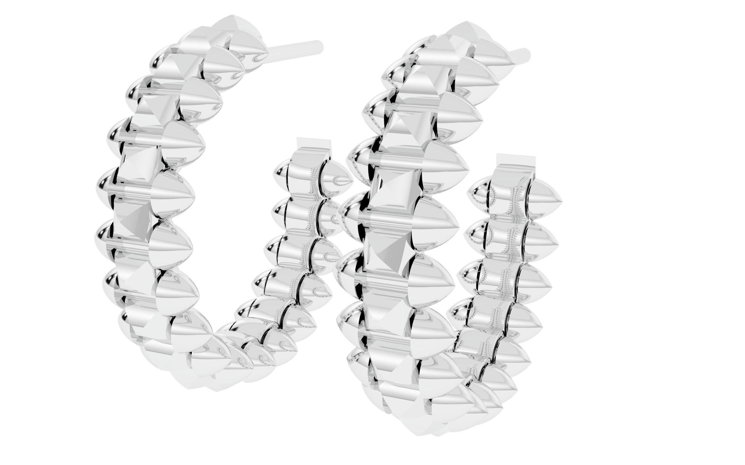 Earring pair of gold hoop earrings 3D print model_10