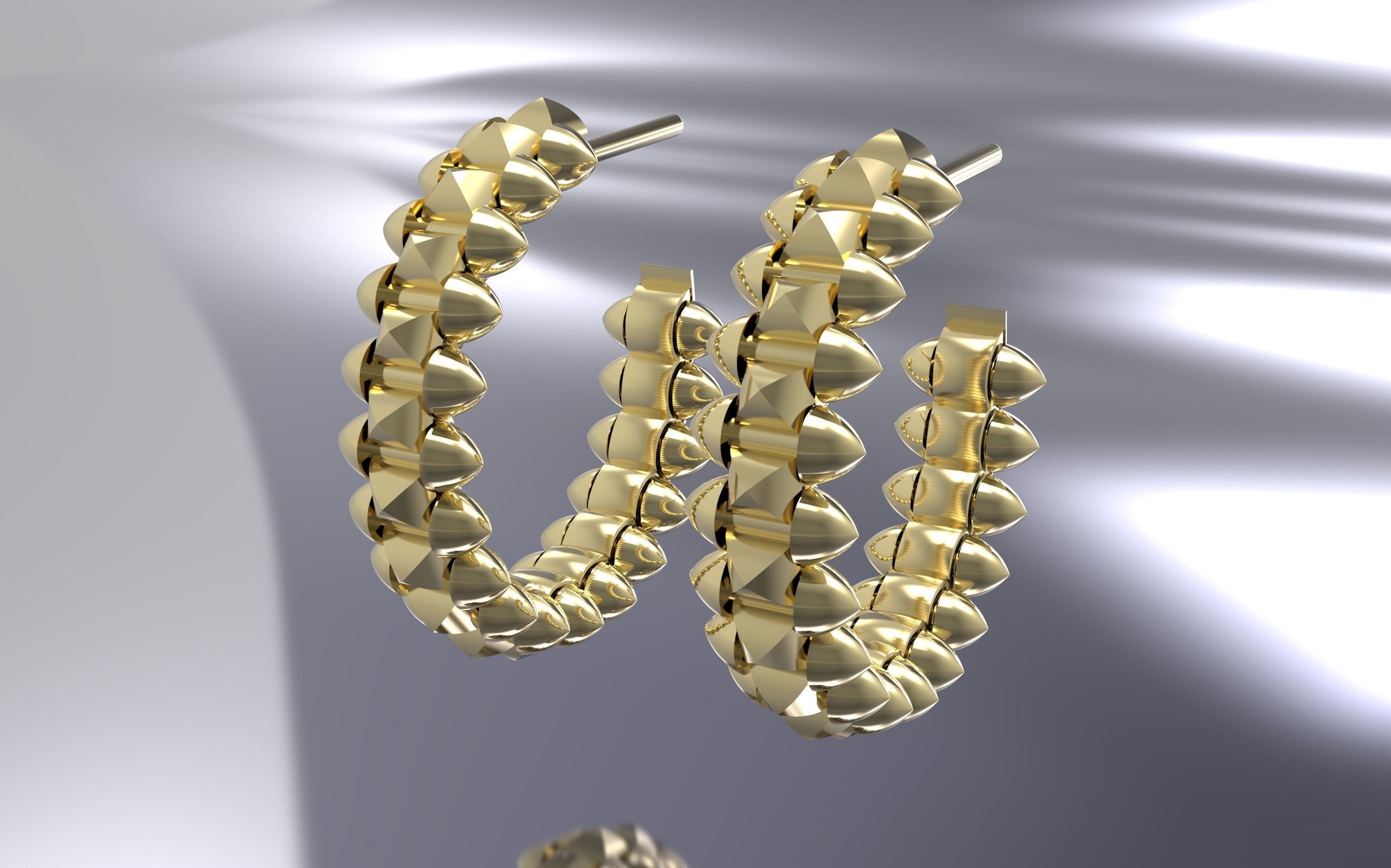 Earring pair of gold hoop earrings 3D print model_7