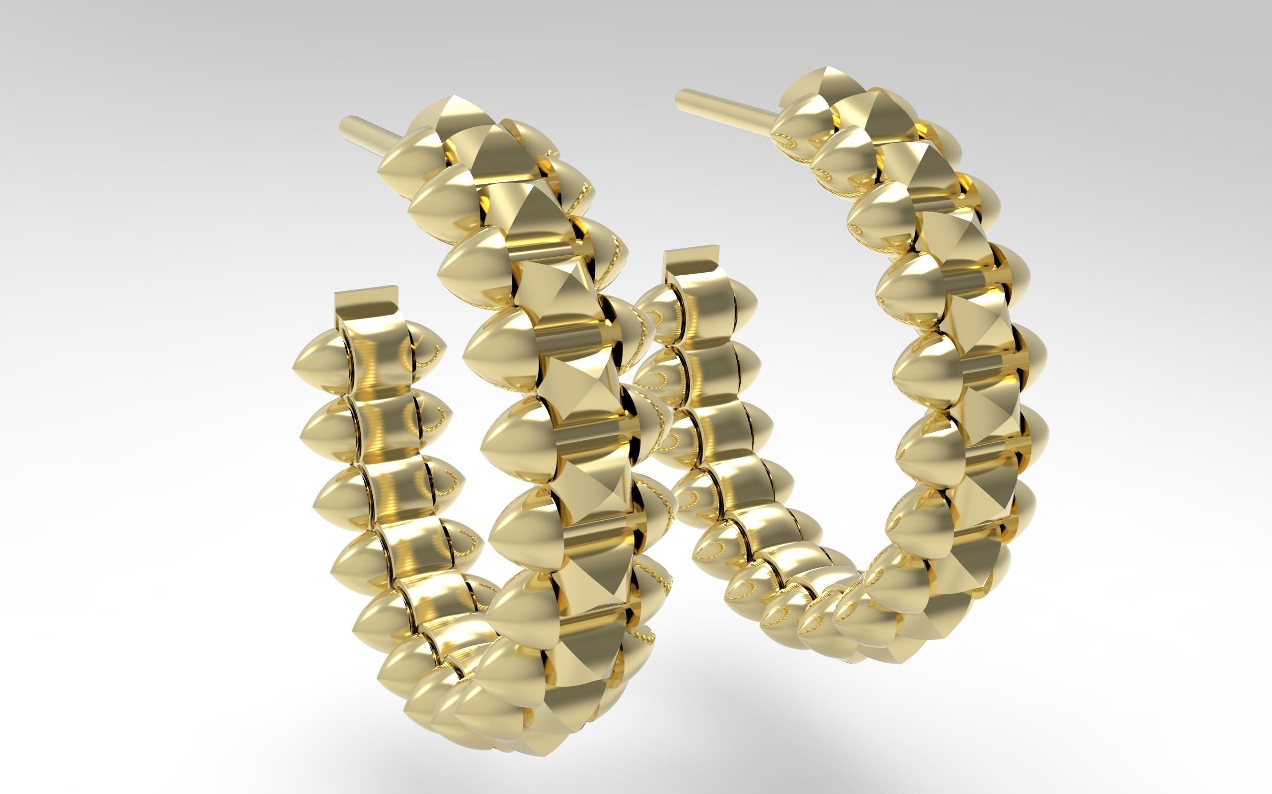 Earring pair of gold hoop earrings 3D print model_6