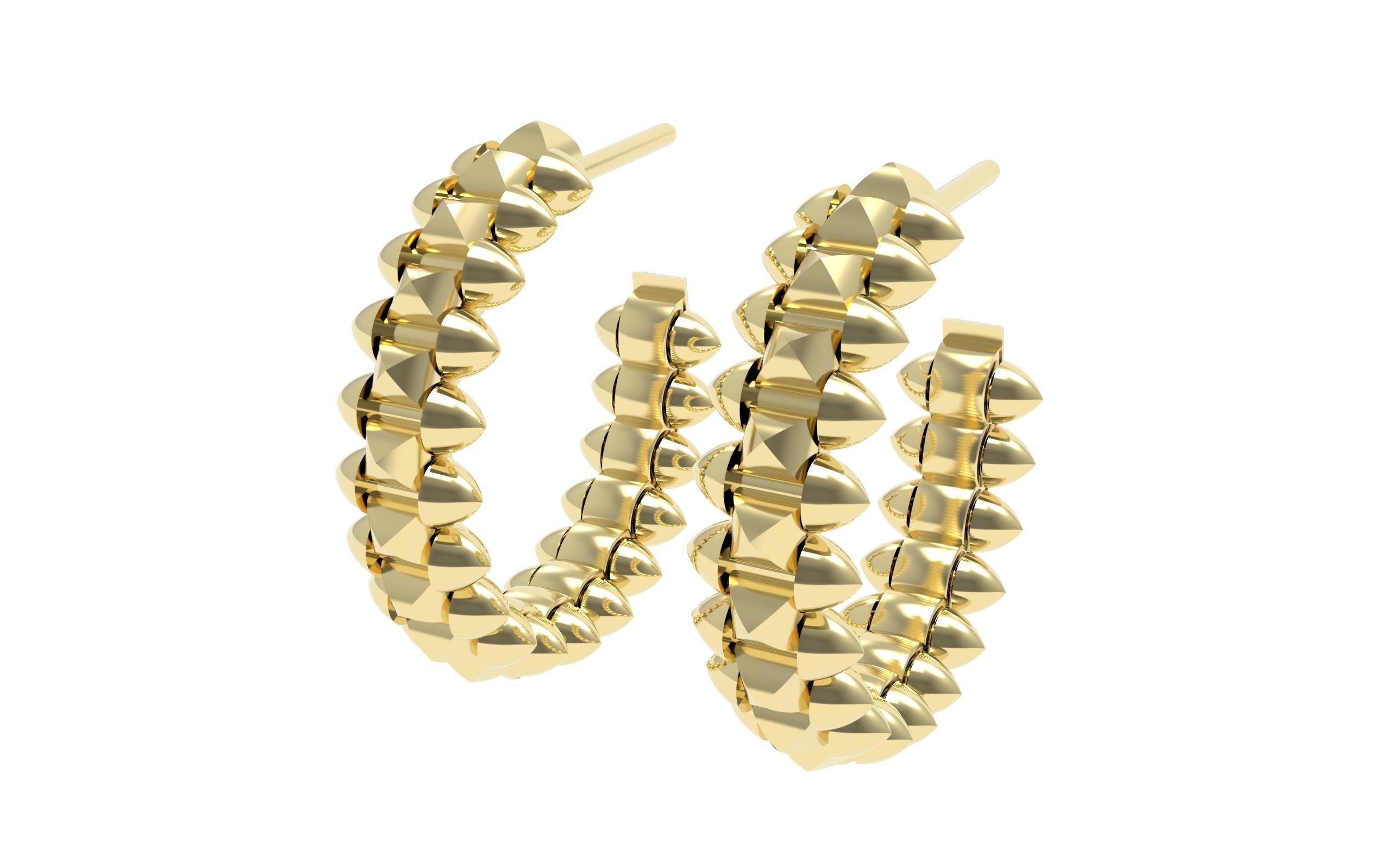 Earring pair of gold hoop earrings 3D print model_8