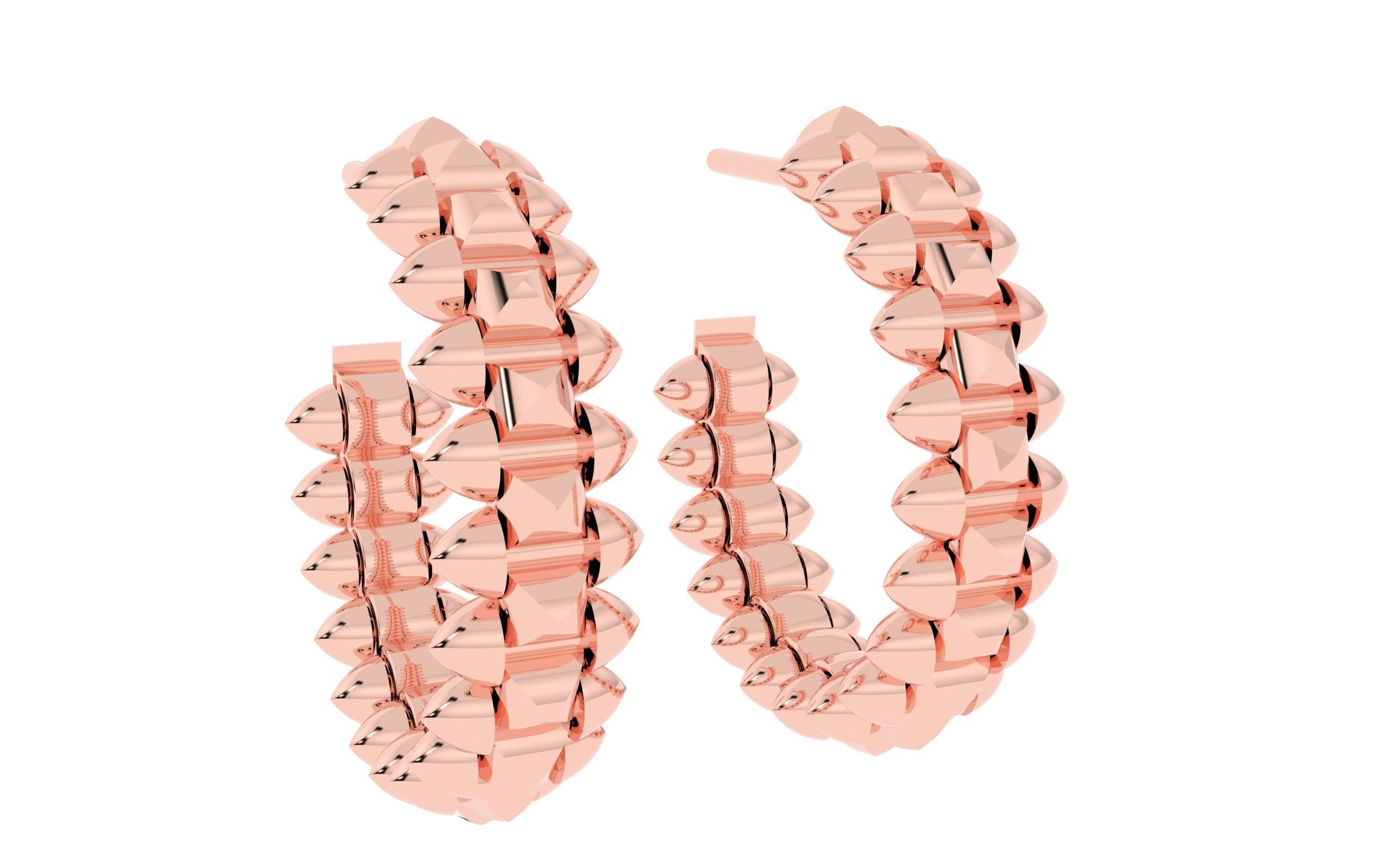 Earring pair of gold hoop earrings 3D print model_12