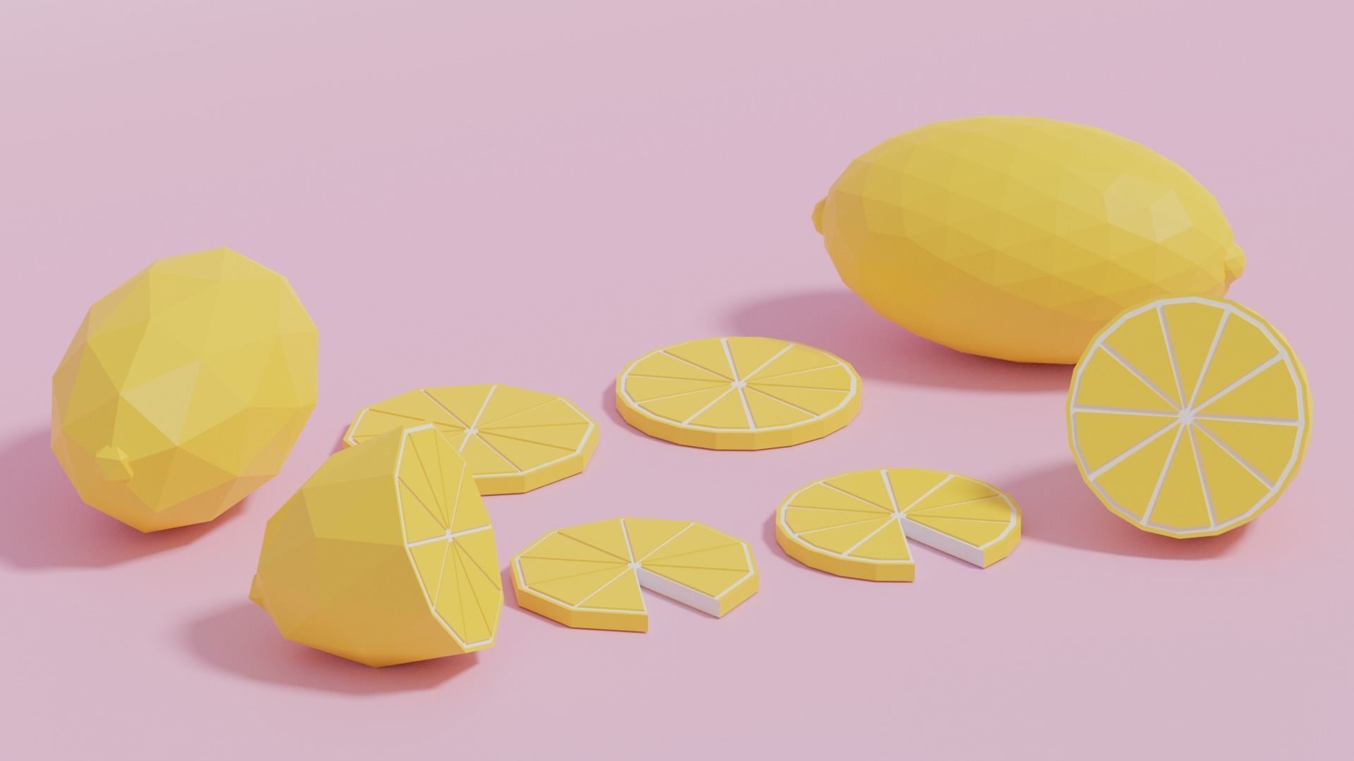 Low Poly Cartoon Lemon Low-poly 3D model_1