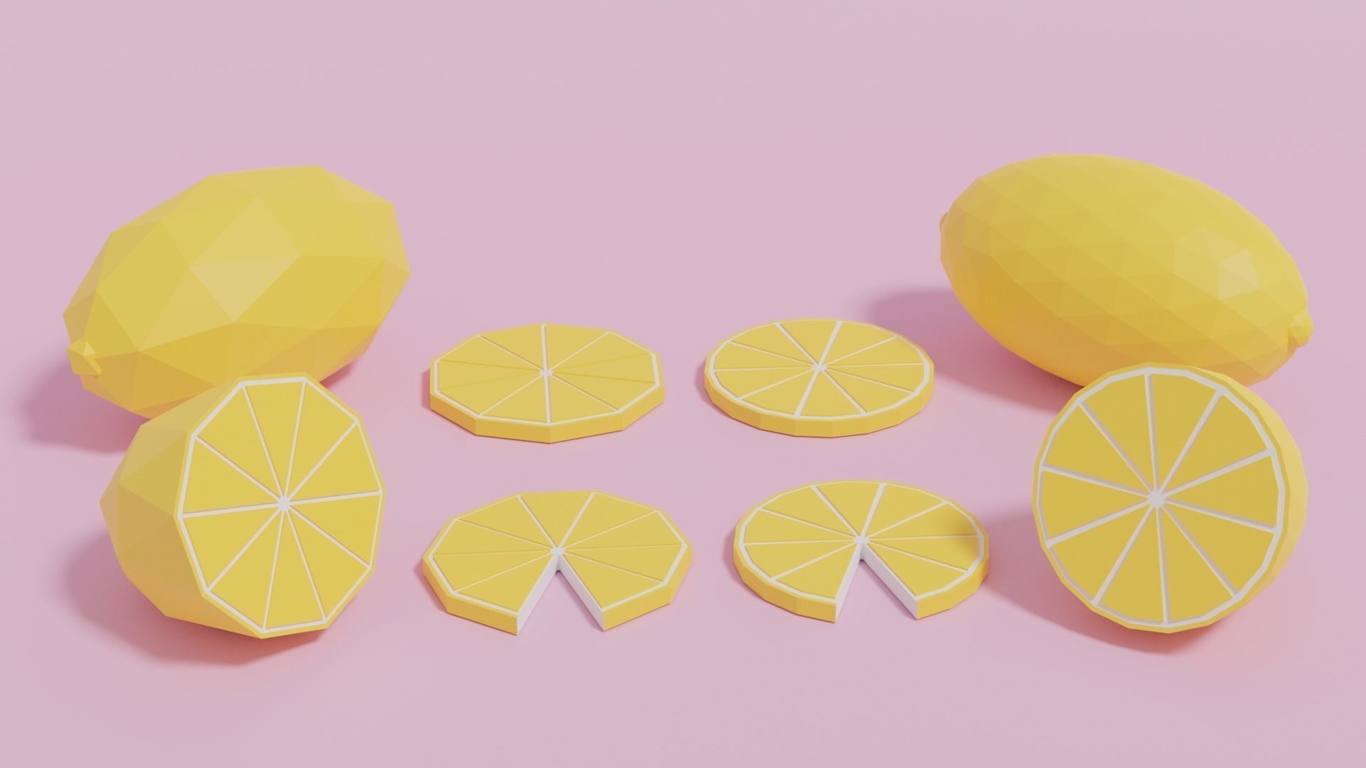 Low Poly Cartoon Lemon Low-poly 3D model_5