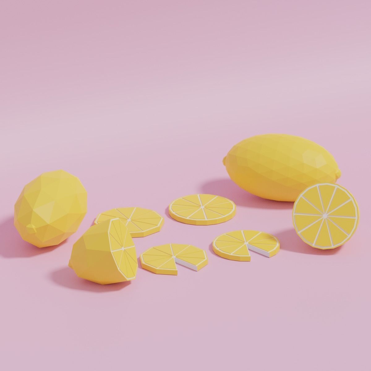 Low Poly Cartoon Lemon Low-poly 3D model_15