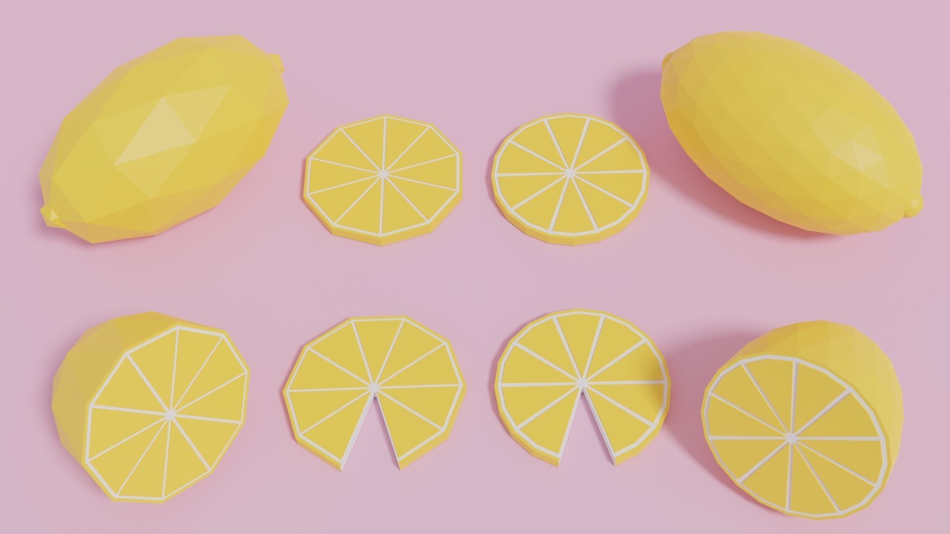 Low Poly Cartoon Lemon Low-poly 3D model_8