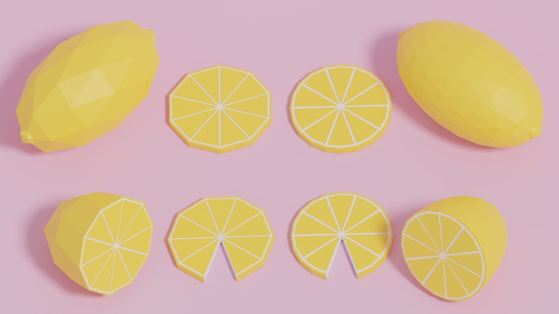 Low Poly Cartoon Lemon Low-poly 3D model_9