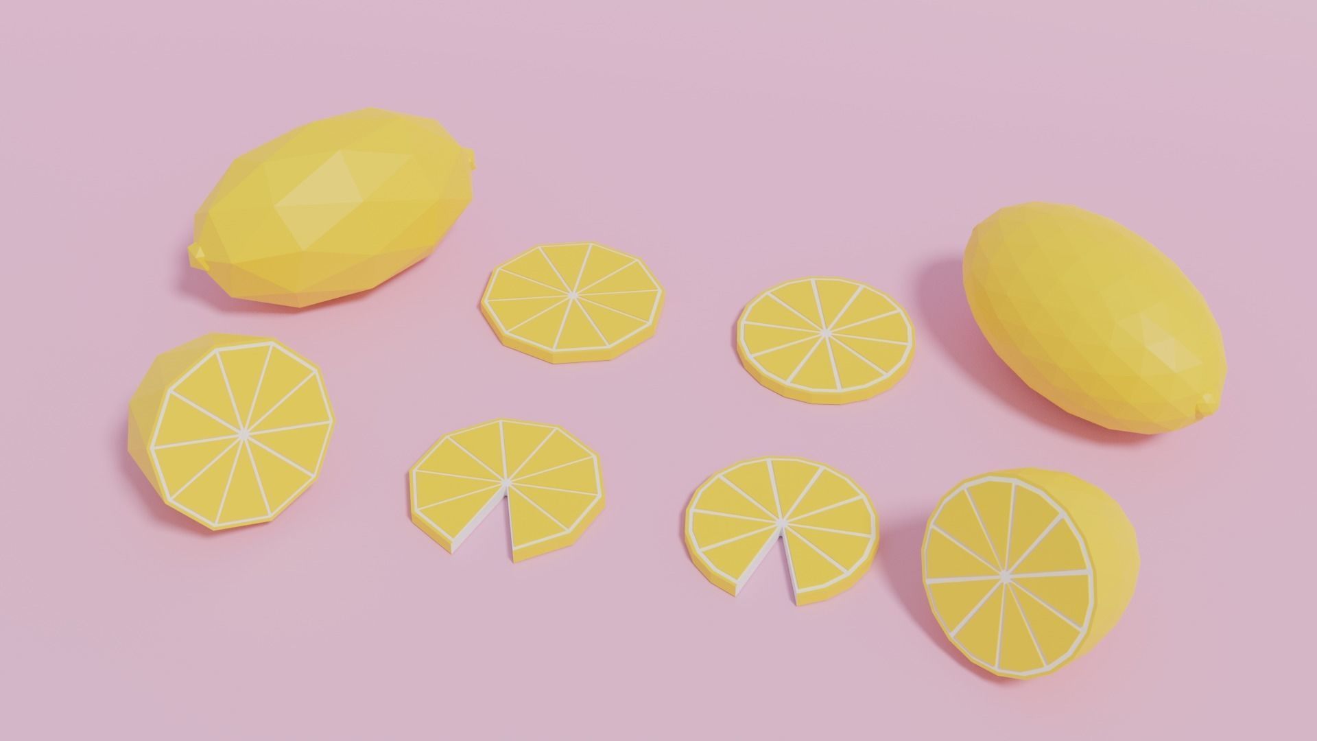 Low Poly Cartoon Lemon Low-poly 3D model_6