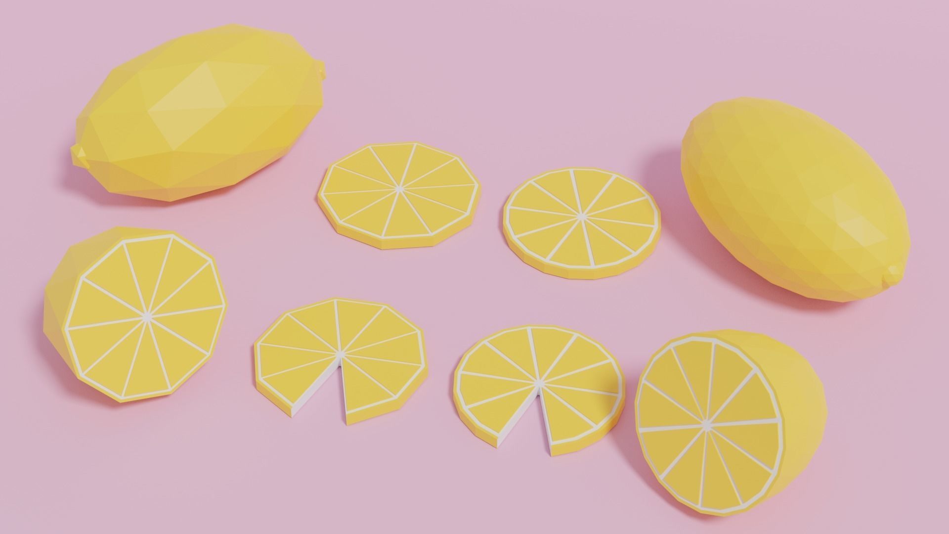 Low Poly Cartoon Lemon Low-poly 3D model_13
