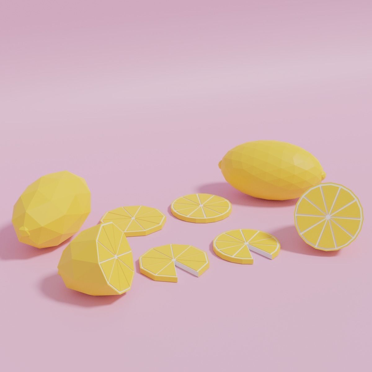 Low Poly Cartoon Lemon Low-poly 3D model_11