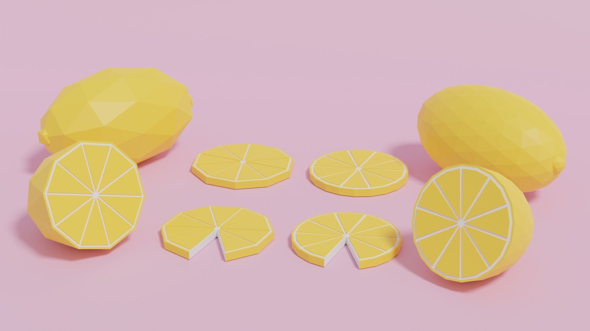 Low Poly Cartoon Lemon Low-poly 3D model_14
