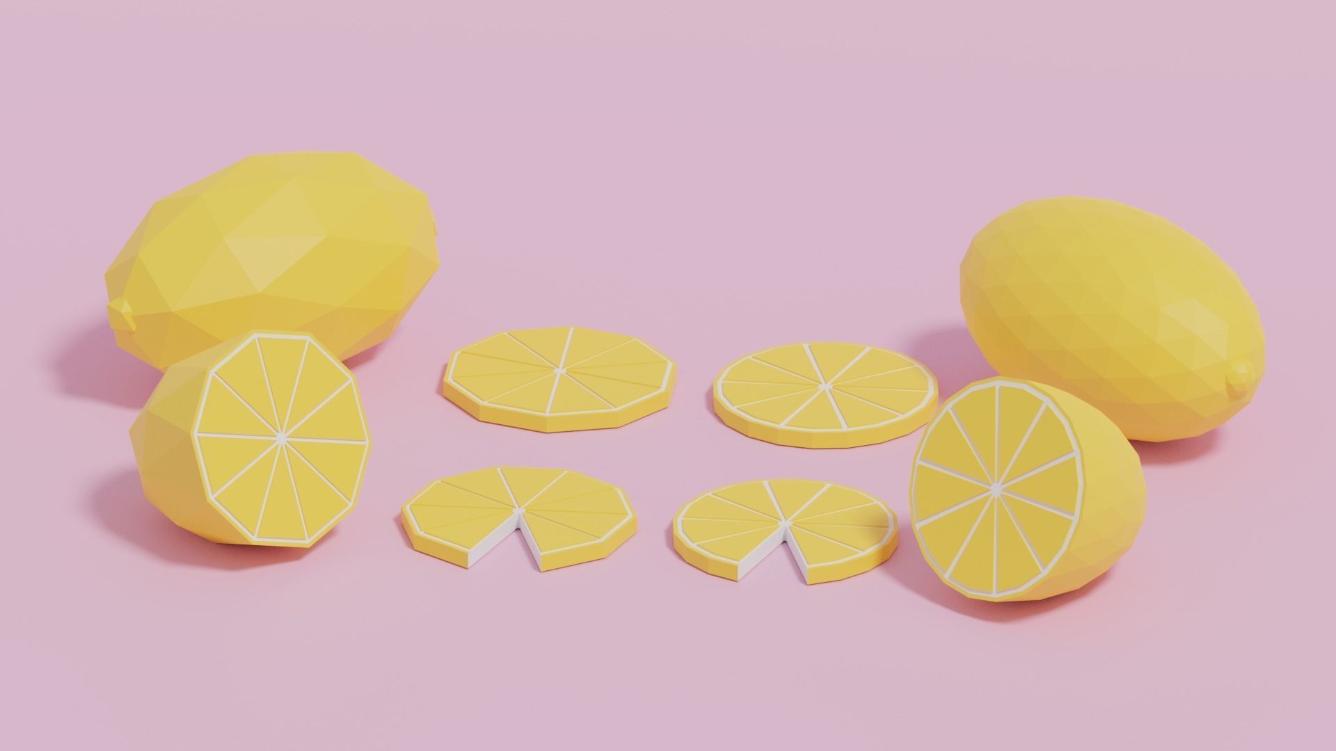 Low Poly Cartoon Lemon Low-poly 3D model_16