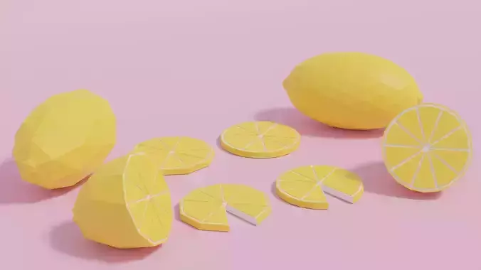 Low Poly Cartoon Lemon