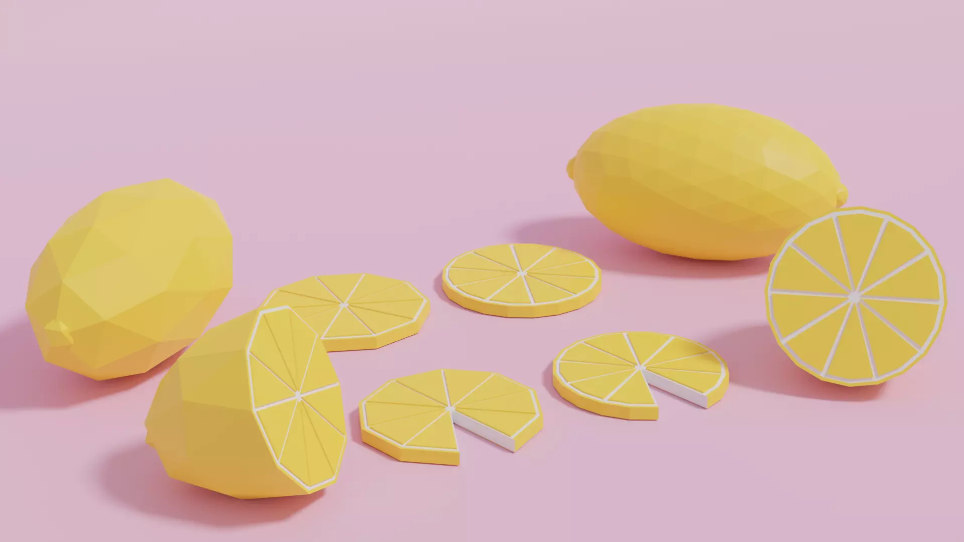 Low Poly Cartoon Lemon Low-poly 3D model_0