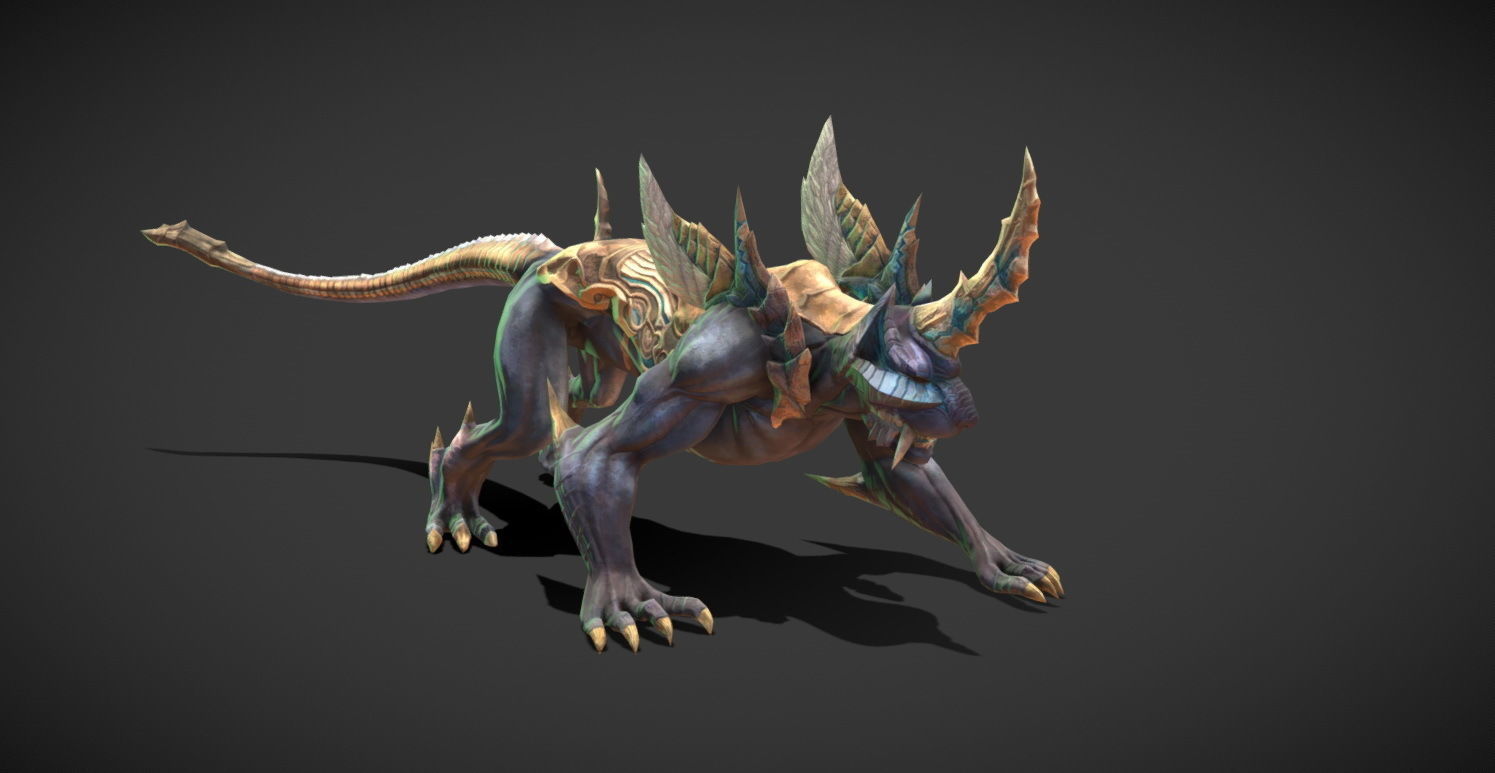 Fantasy Creature - Battle Leopard Low-poly 3D model_6