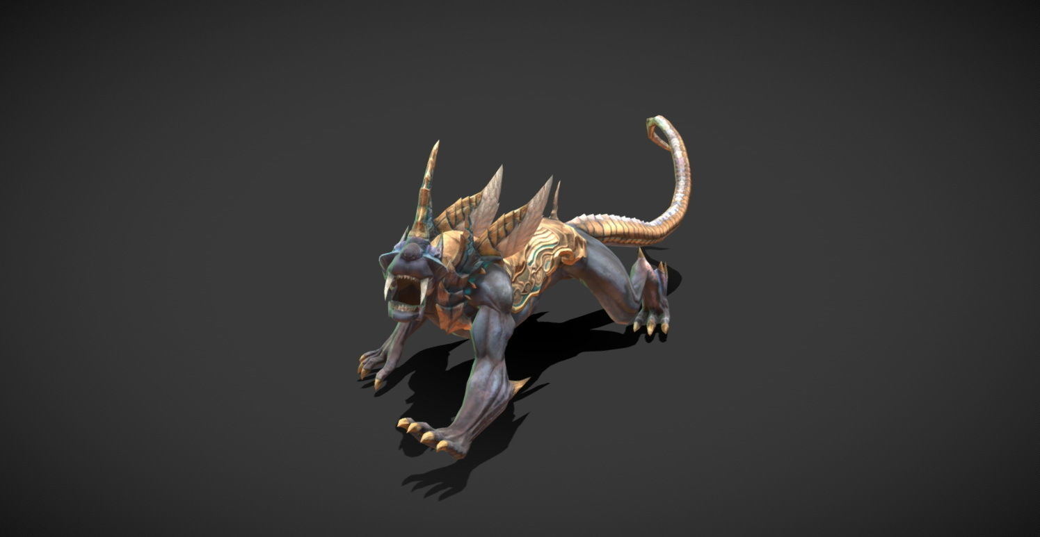 Fantasy Creature - Battle Leopard Low-poly 3D model_1