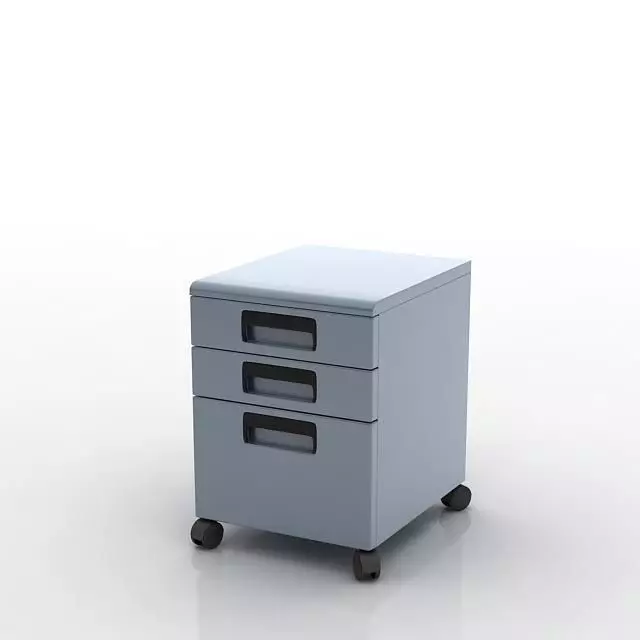 Light Blue Rolling Filing Cabinet 3D model_0