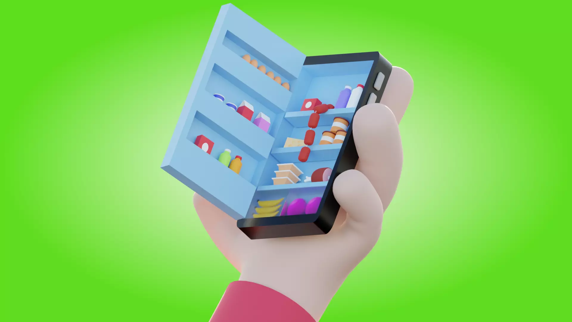 Mobile Market Illustration Low-poly 3D model_0