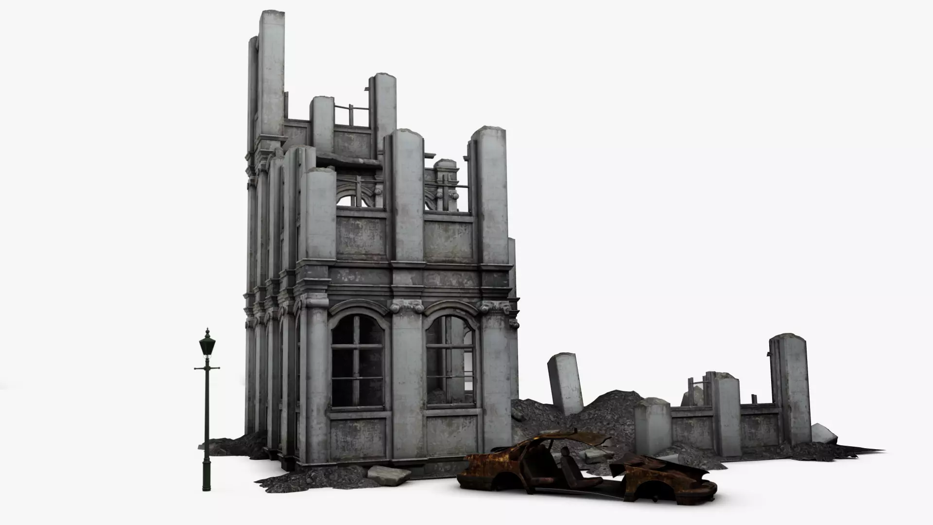 Detailed Ruined Building A20 3D model