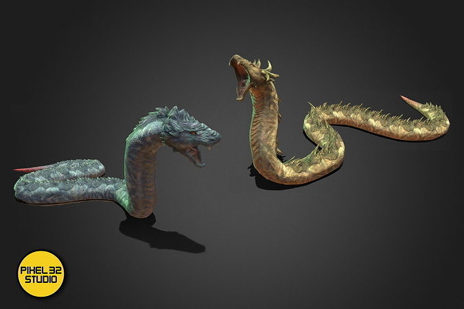 Fantasy Creature - Battle Snake Low-poly 3D model