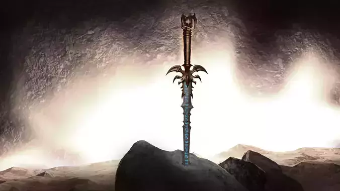 Fantasy sword with magical runes 3D model