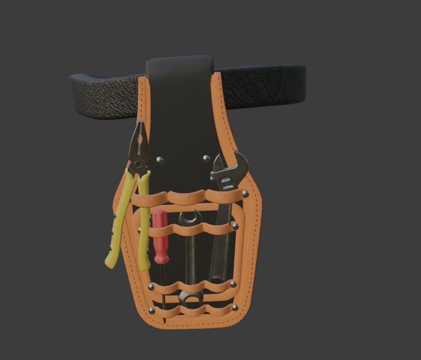 Repairman Tools with radio device and protection helmet Low-poly 3D model_1
