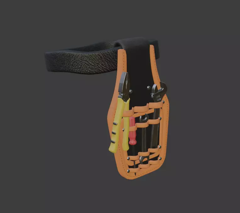 Repairman Tools with radio device and protection helmet Low-poly 3D model_0