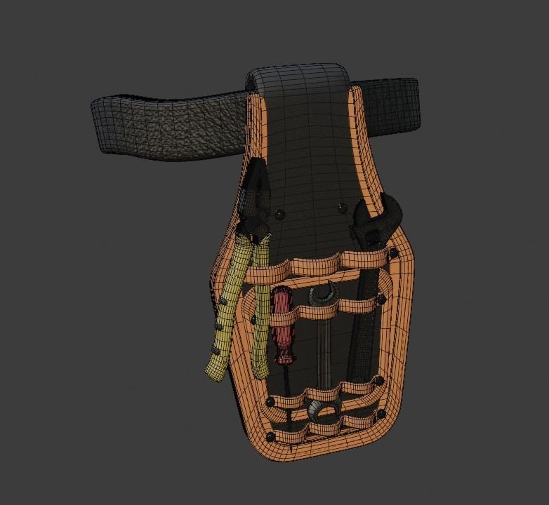 Repairman Tools with radio device and protection helmet Low-poly 3D model_7