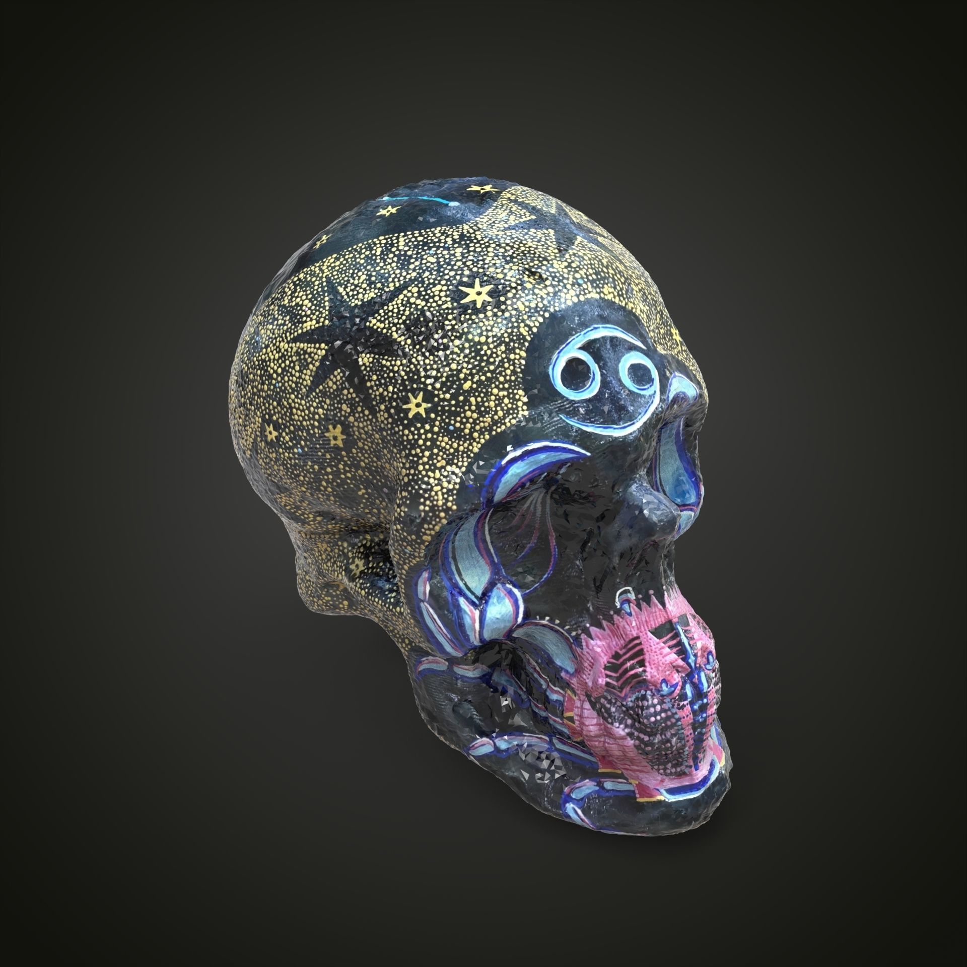 cancer zodiac scull Low-poly 3D model_10