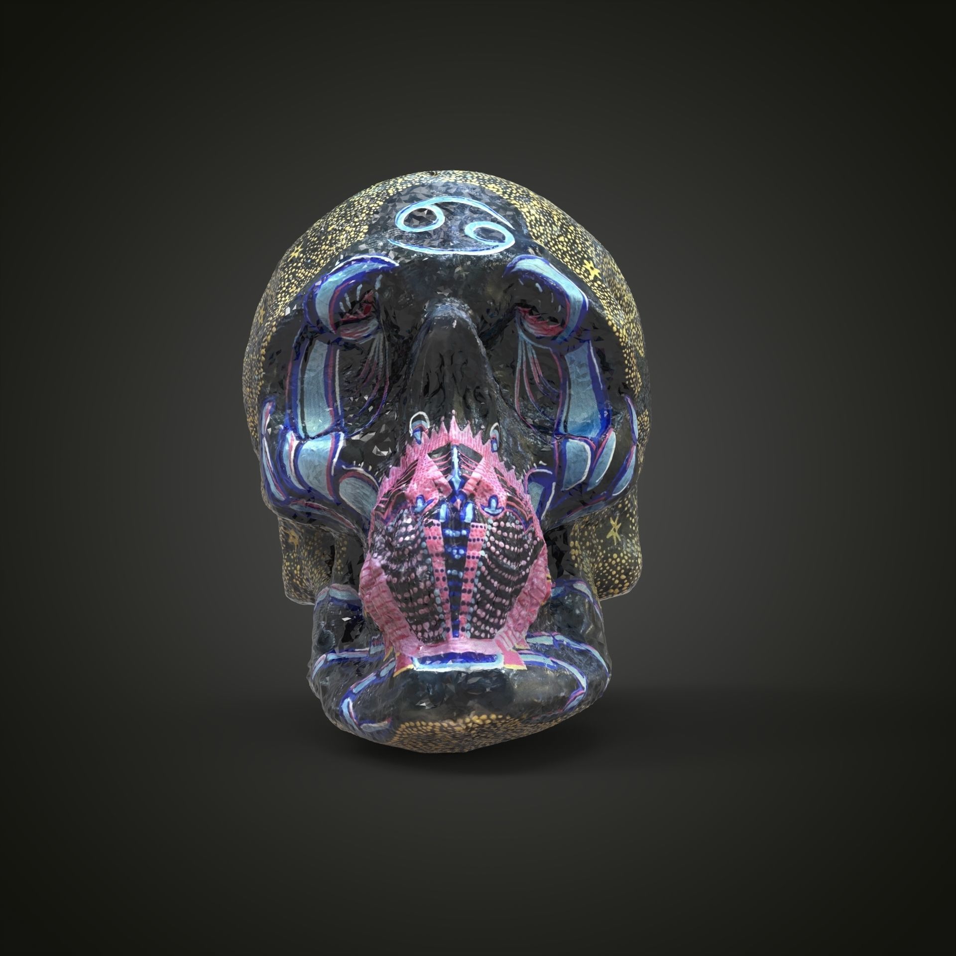 cancer zodiac scull Low-poly 3D model_13
