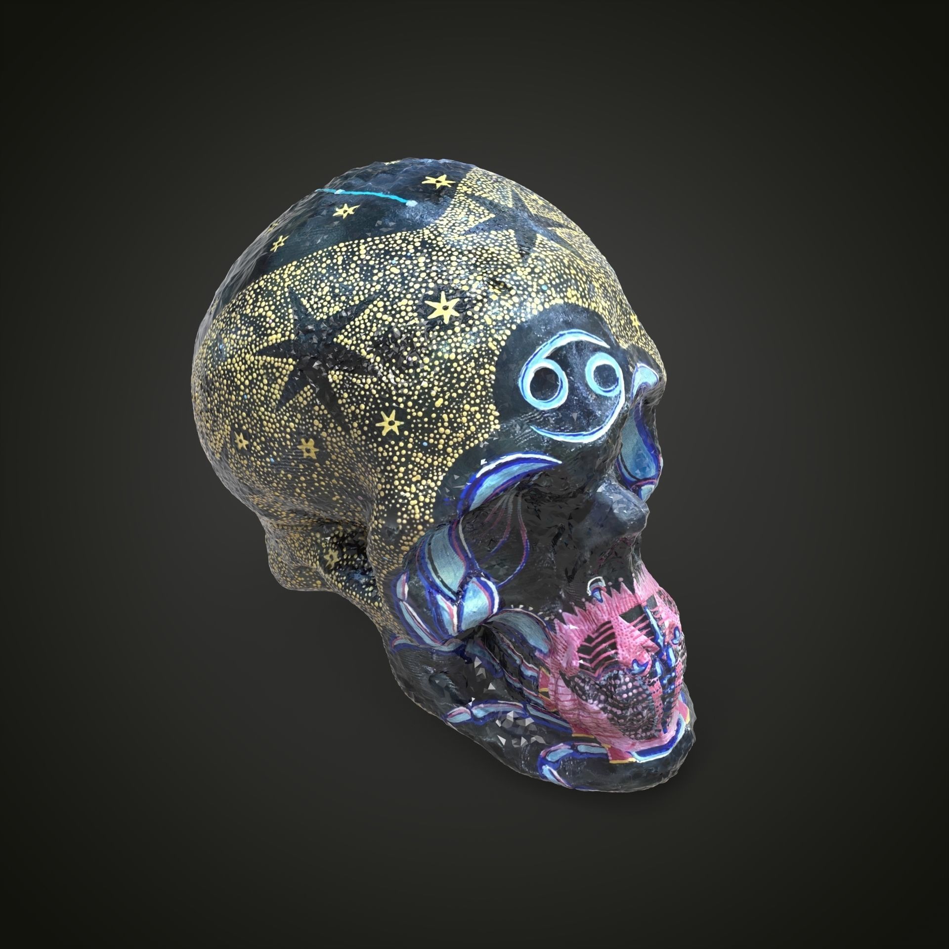 cancer zodiac scull Low-poly 3D model_1