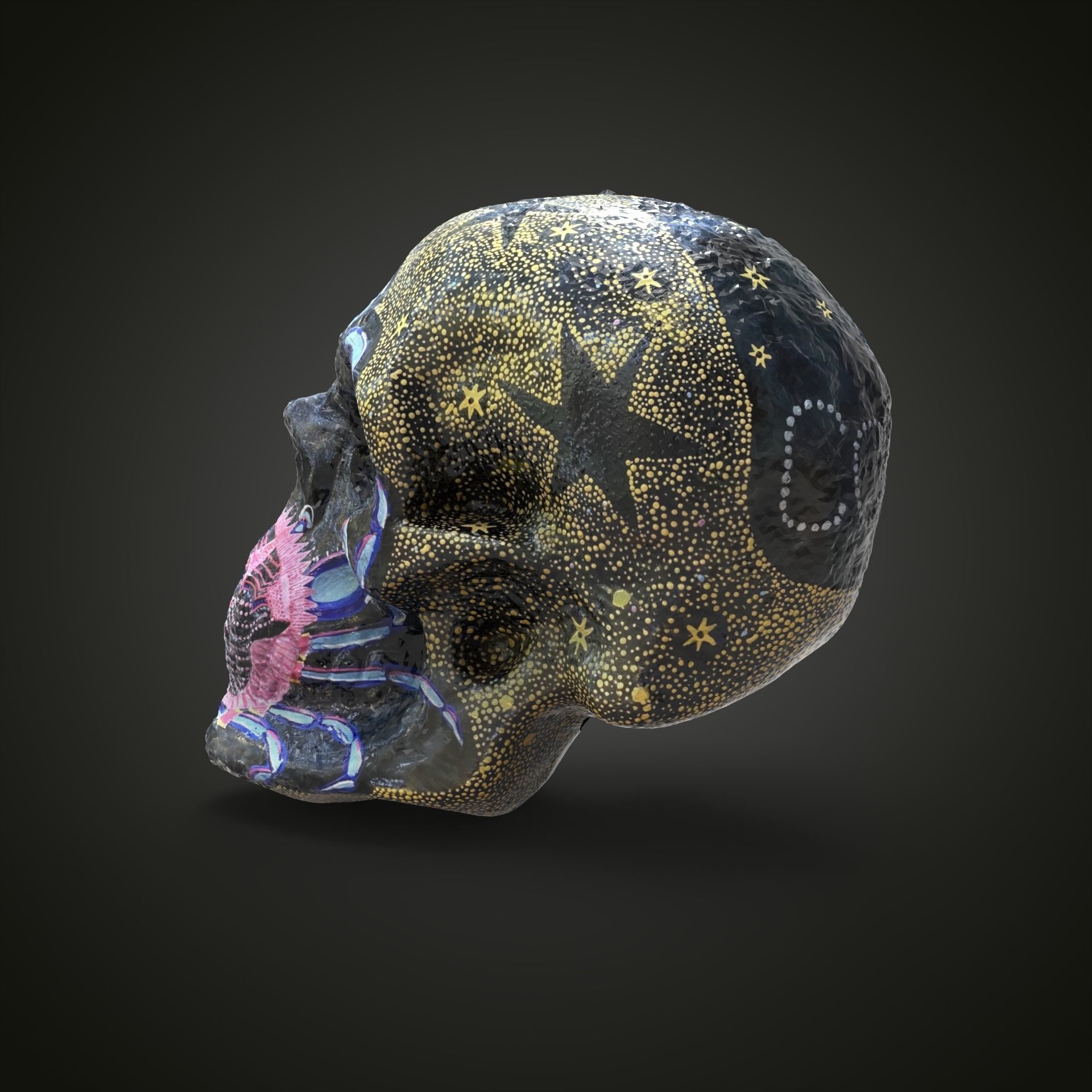 cancer zodiac scull Low-poly 3D model_2