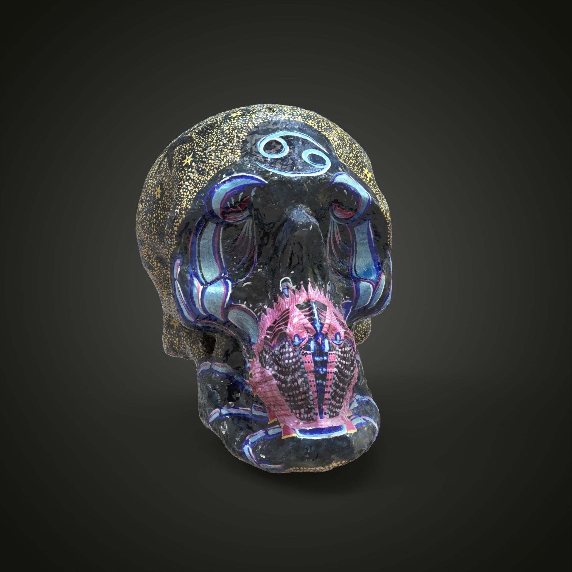 cancer zodiac scull Low-poly 3D model_12