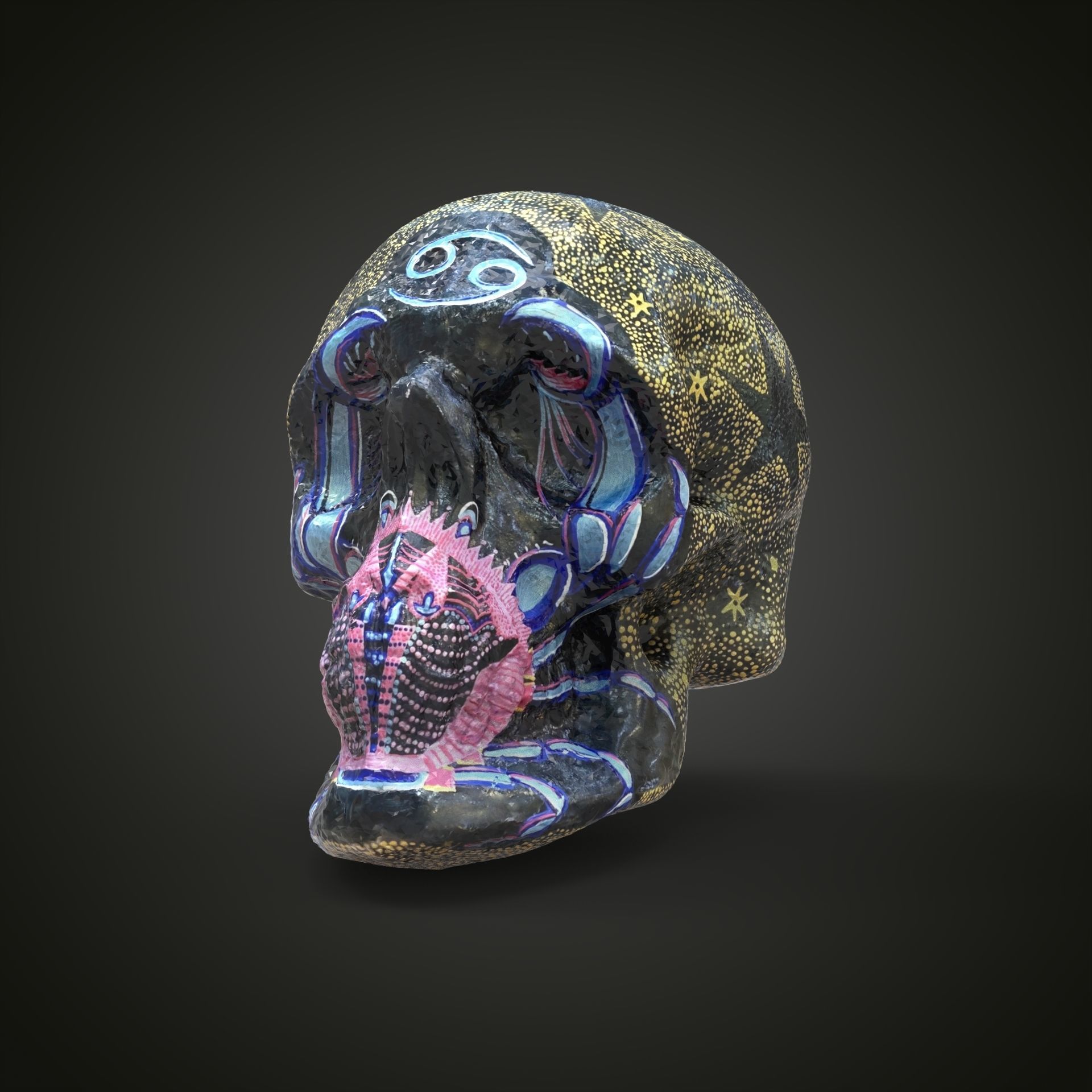 cancer zodiac scull Low-poly 3D model_14