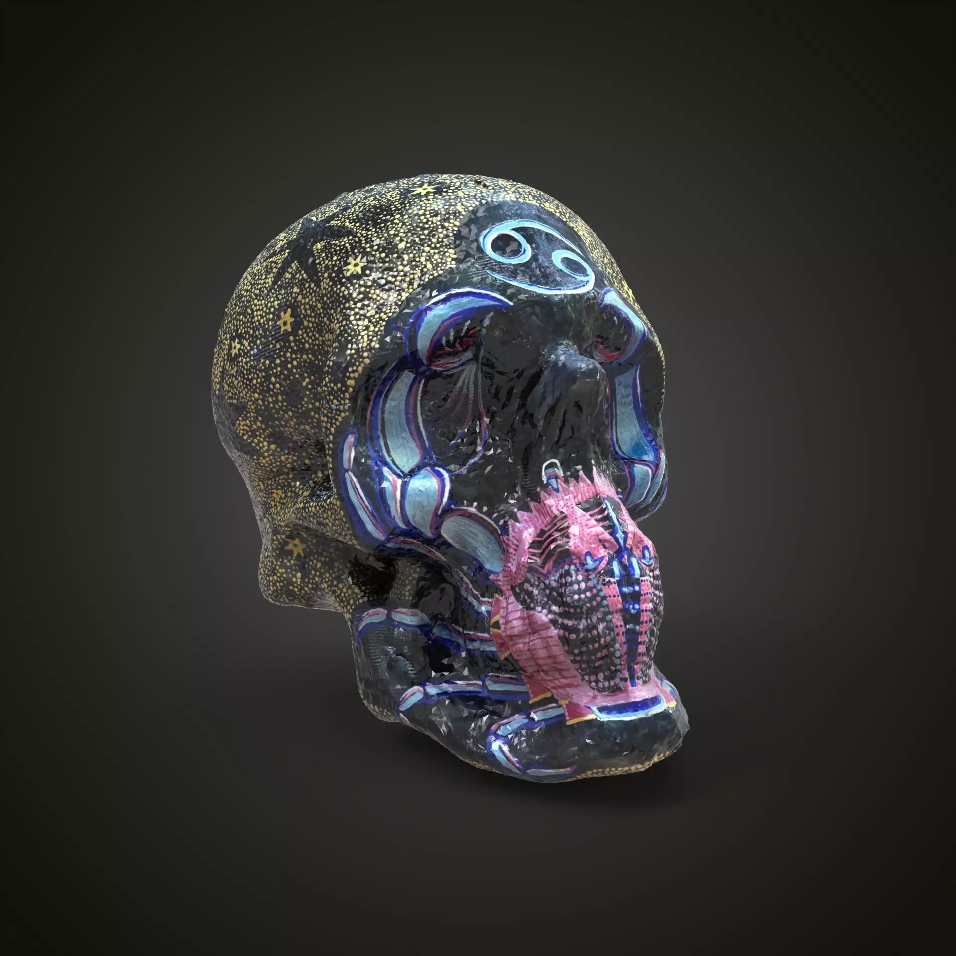 cancer zodiac scull Low-poly 3D model_0