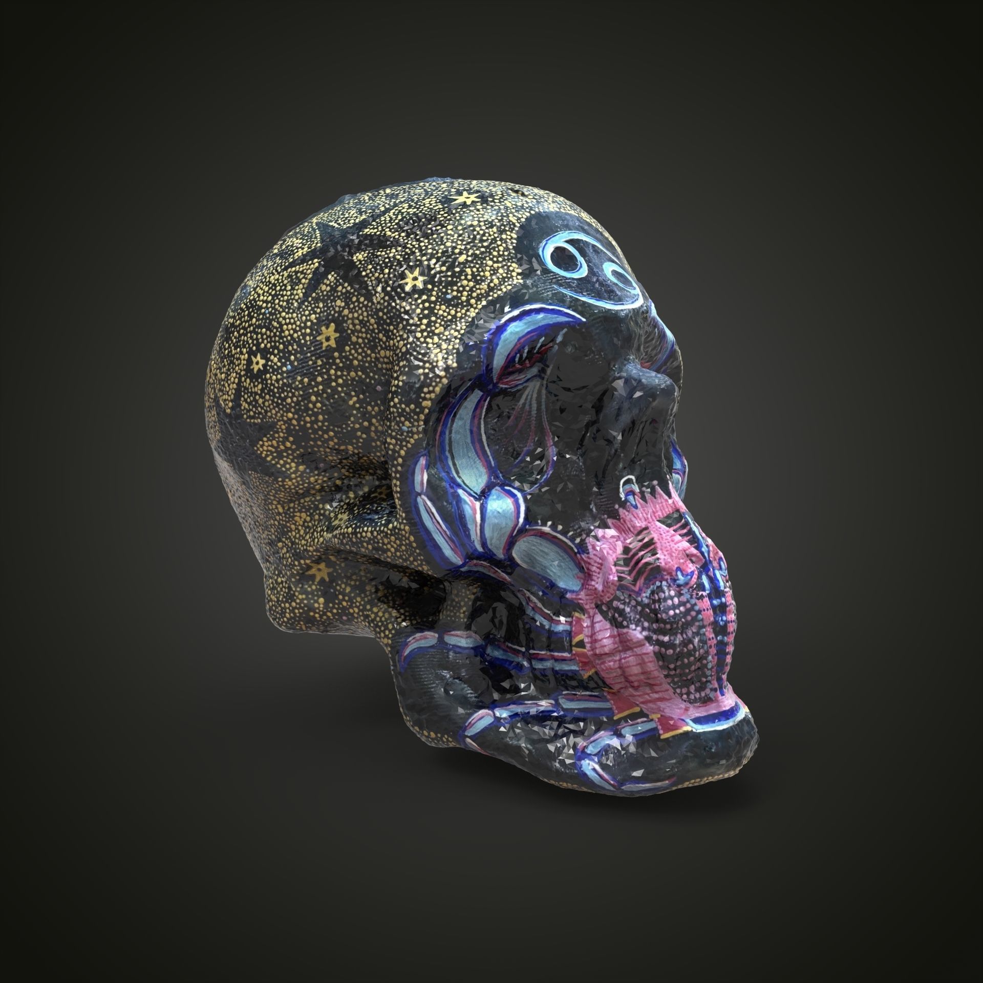 cancer zodiac scull Low-poly 3D model_11